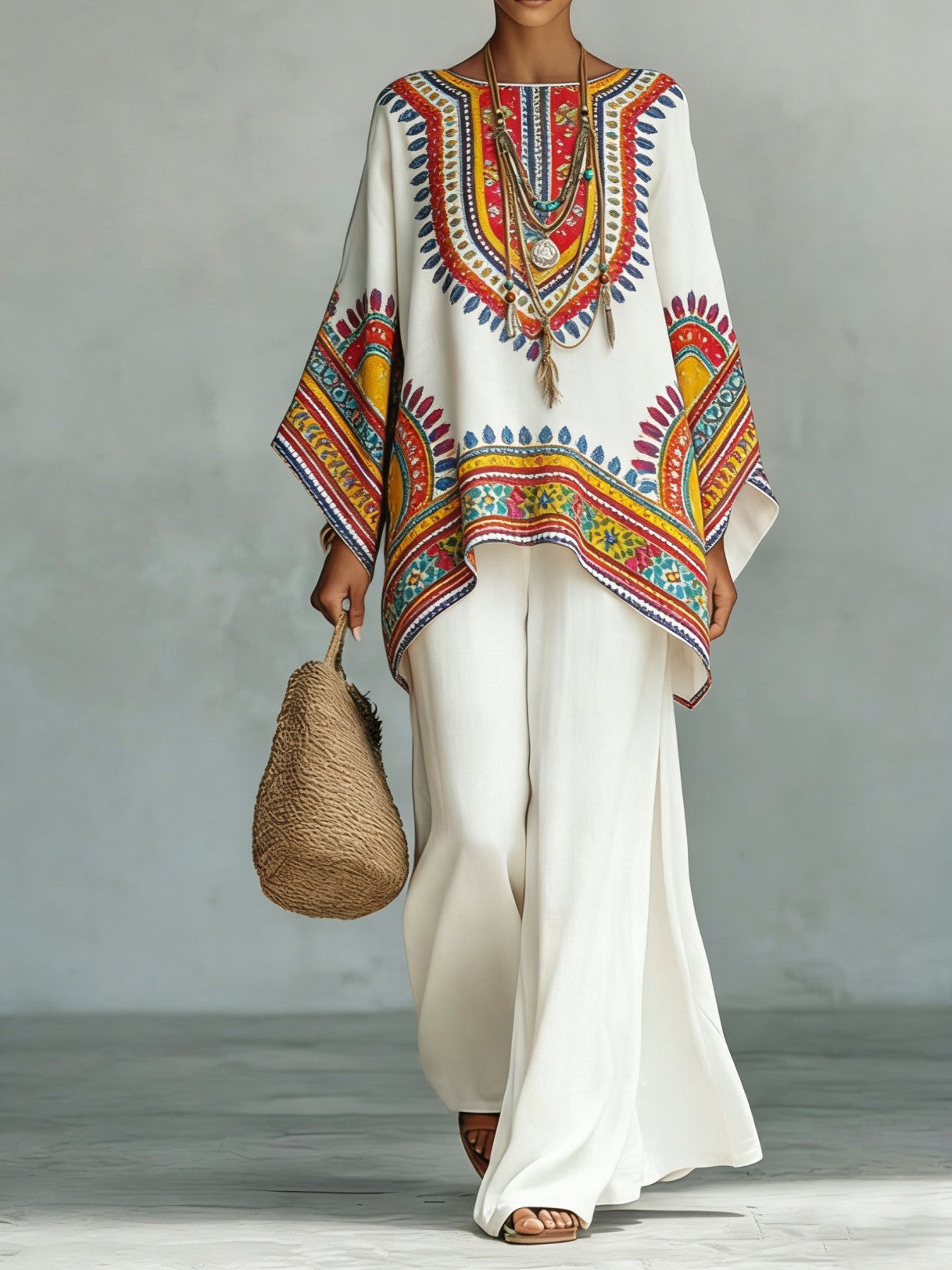 Women’s Printed Crew Neck Long Sleeve Two Piece Set
