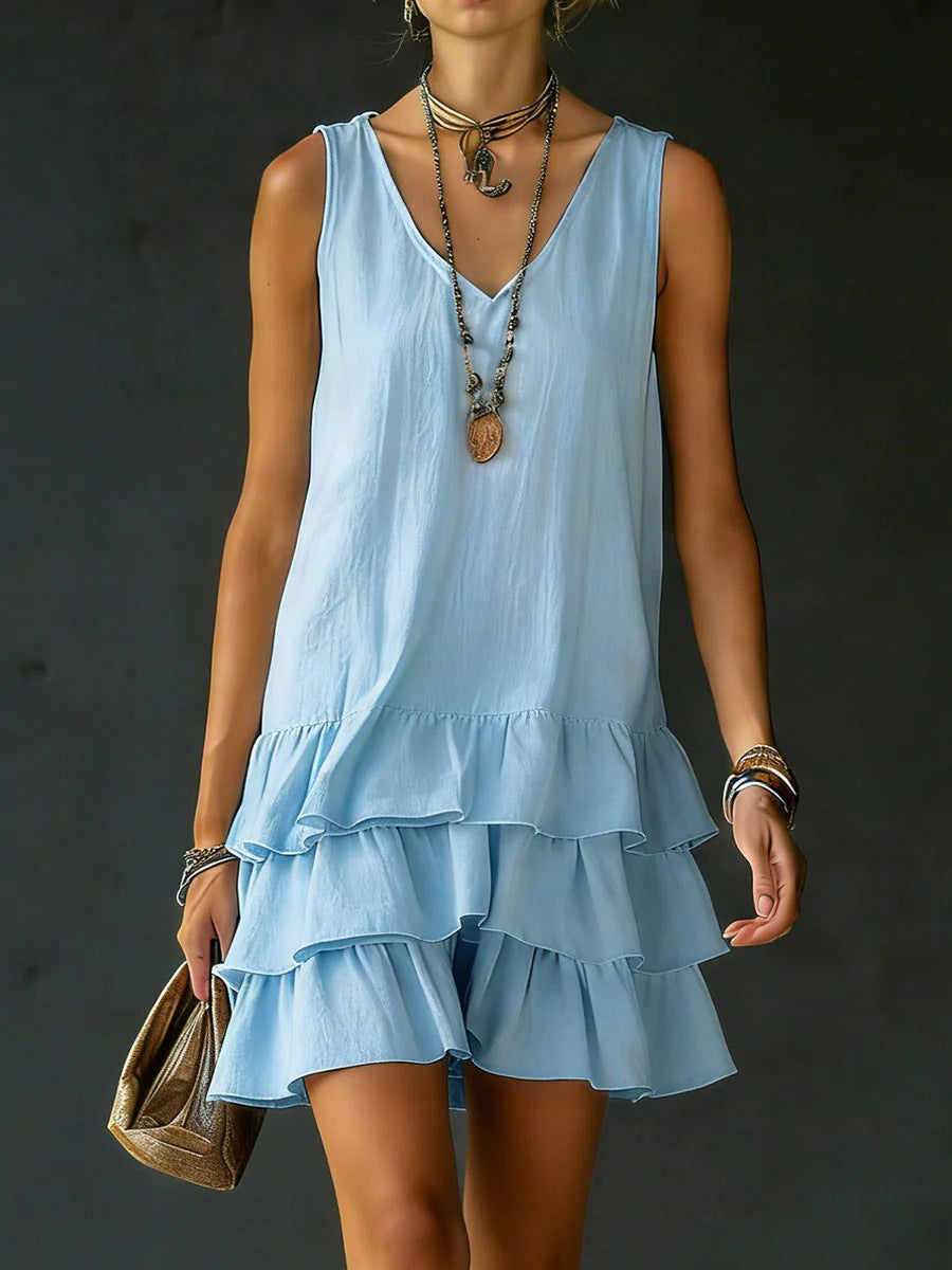 V-Neck Sleeveless Midi Dress – 5 Colors, S–2XL