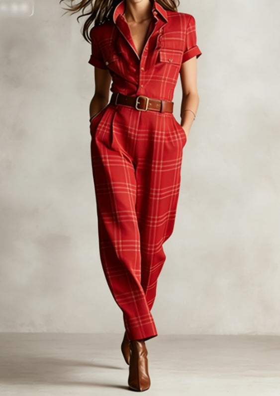 Notched Lapel Wide-leg Jumpsuit