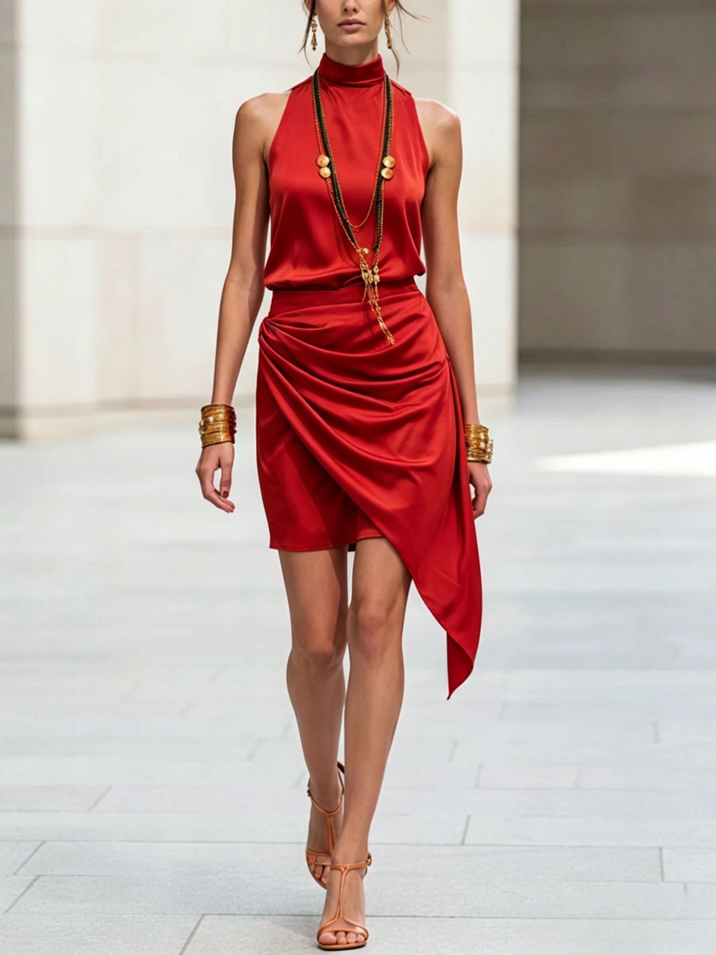 Women's Double-Layer Asymmetrical Hem Mini Skirt