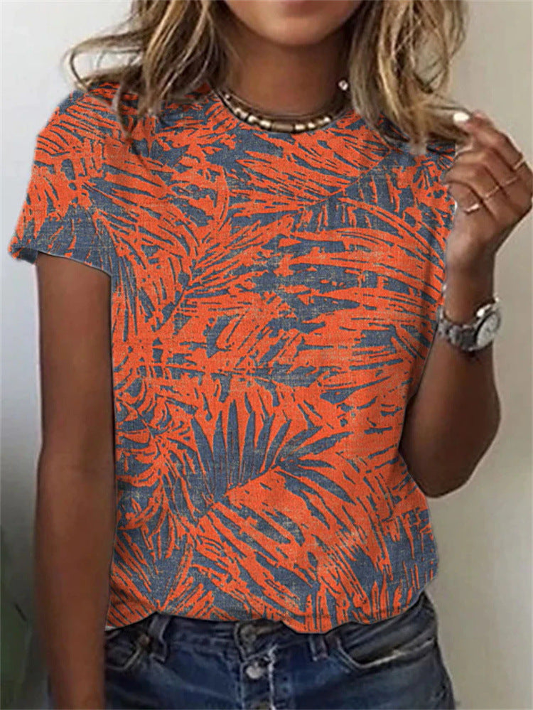 Women's Geometric Print Long Sleeve Loose Casual Tee