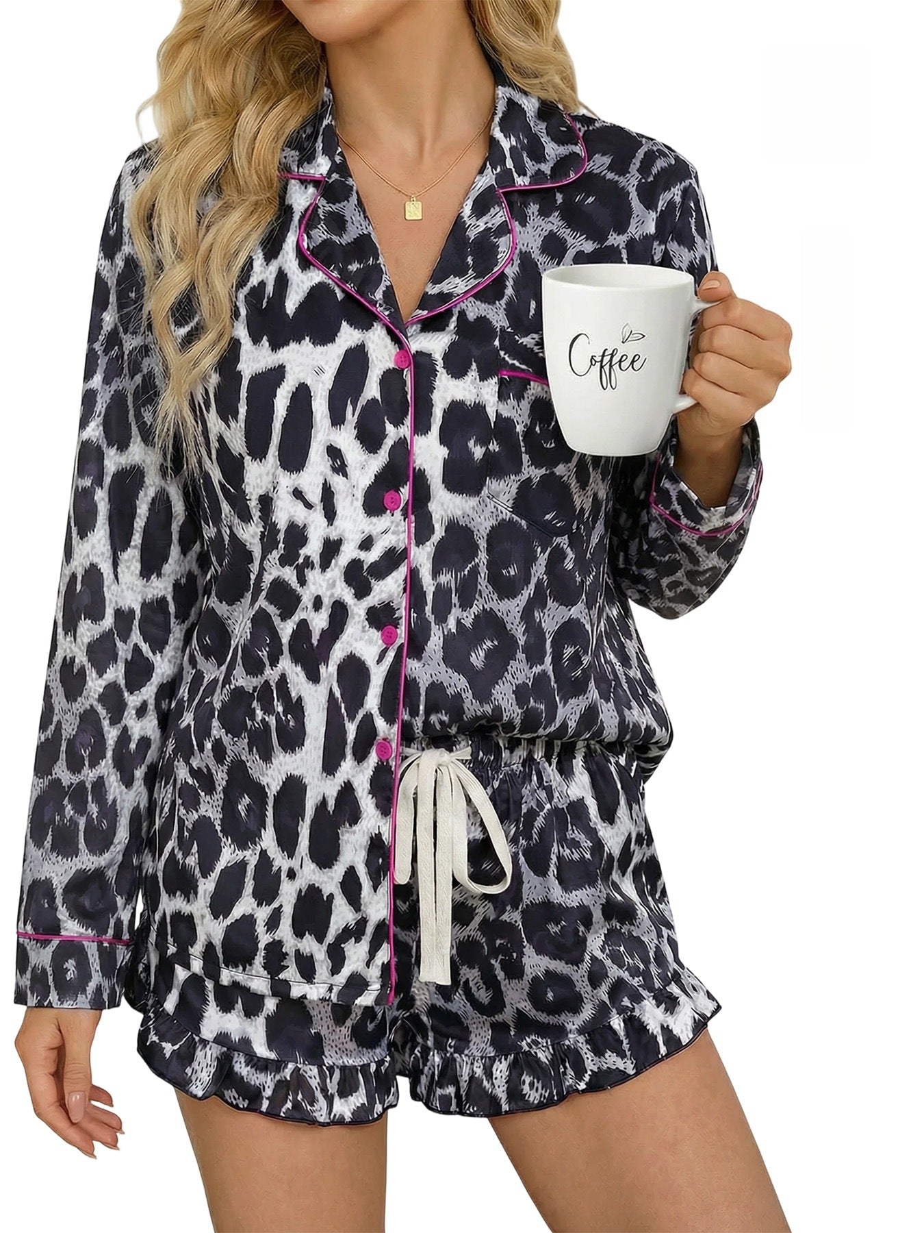 Women’s Milk Silk Leopard Print Pajama Set