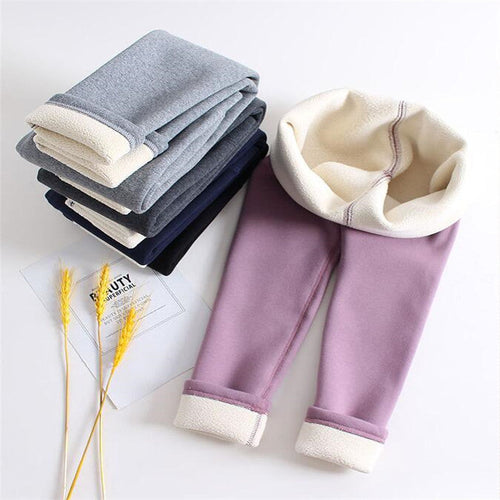 Girls Wool-Lined Thickened Winter Leggings