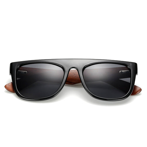 Bamboo Wooden Arms Sunglasses Men Women Black Sunglass