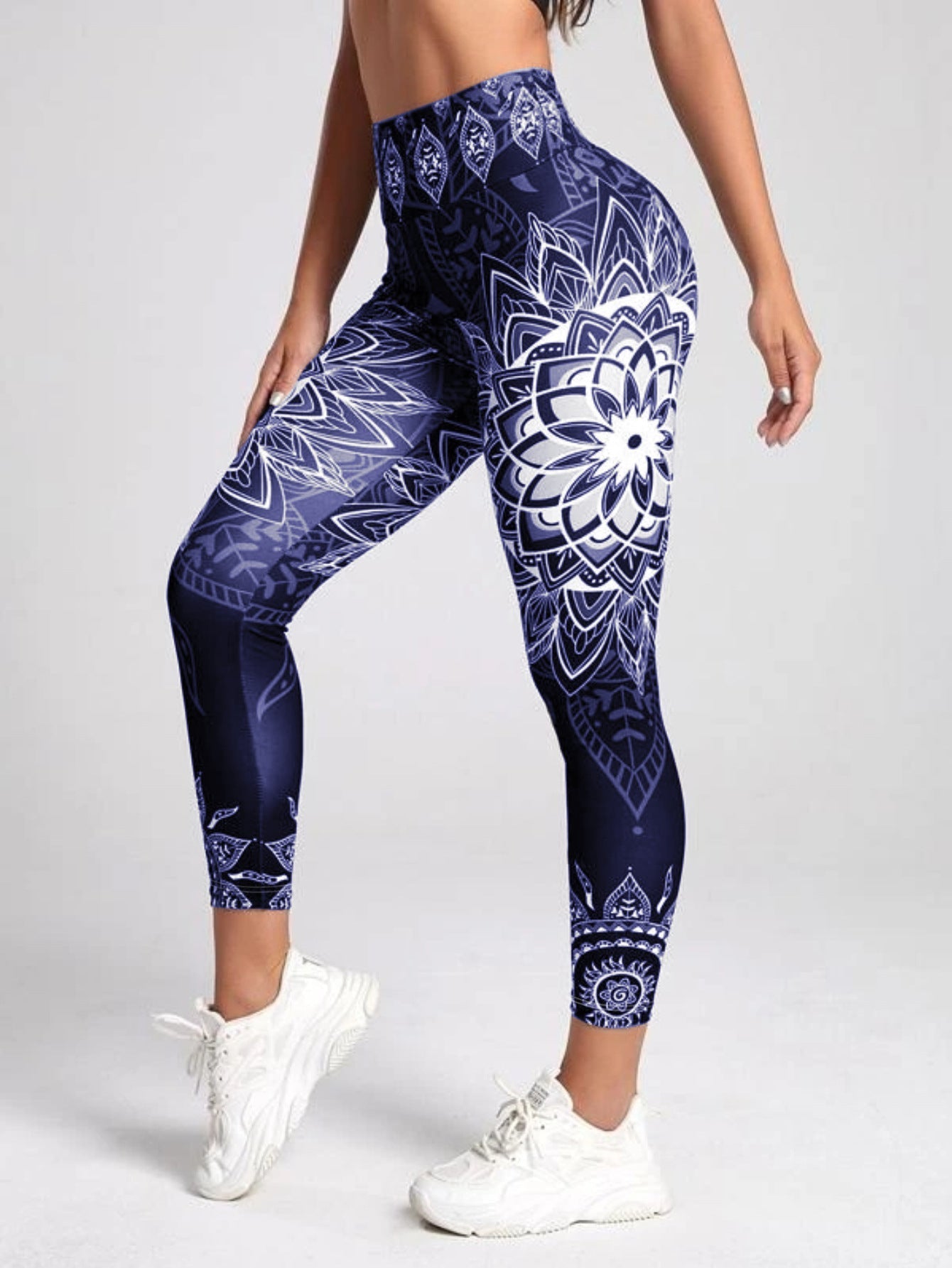 Watercolor Print High-Waist Tummy Control Butt-Lifting Yoga Leggings