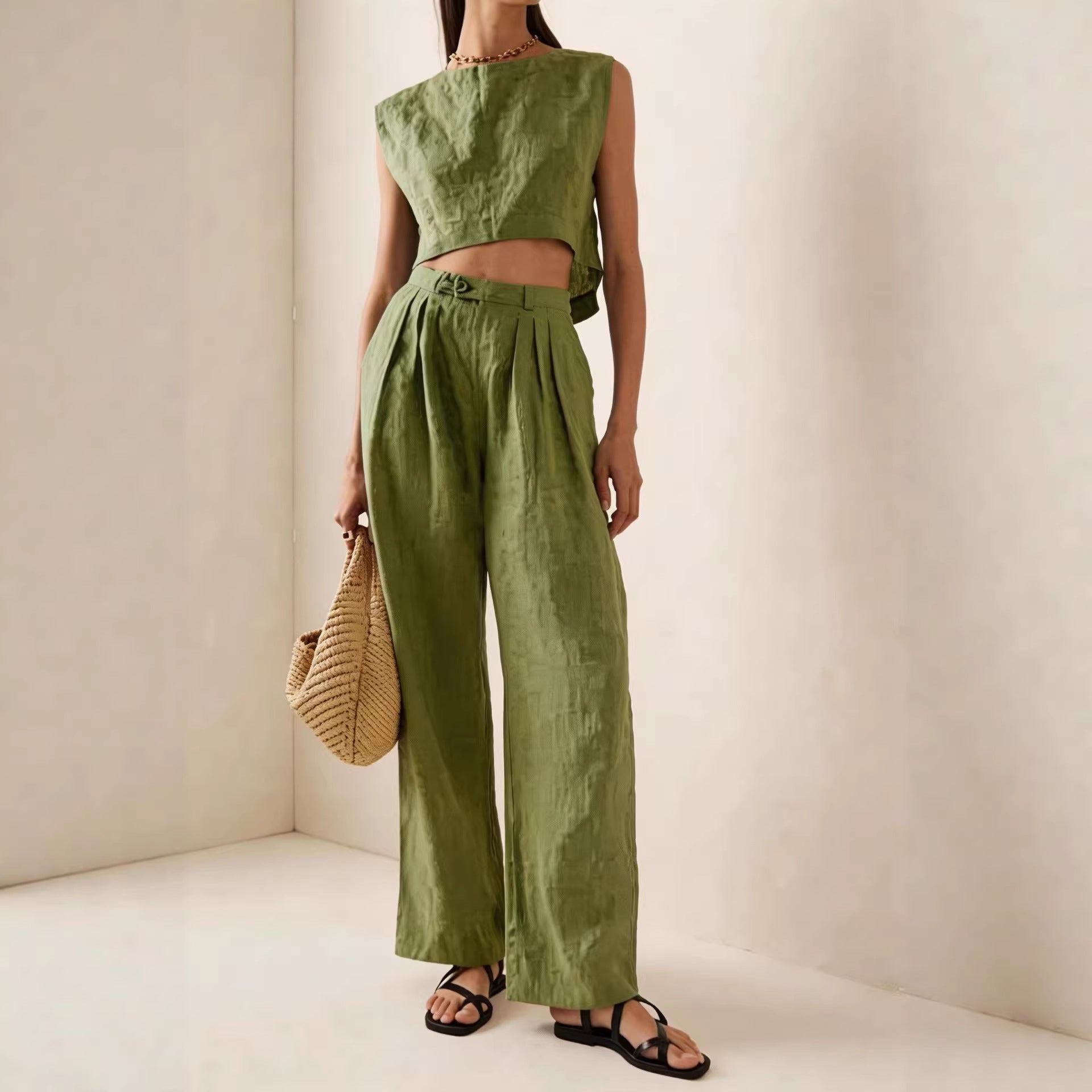 Women's Crew-Neck Loose Casual Two-Piece Set – Breathable T-Shirt & Pants