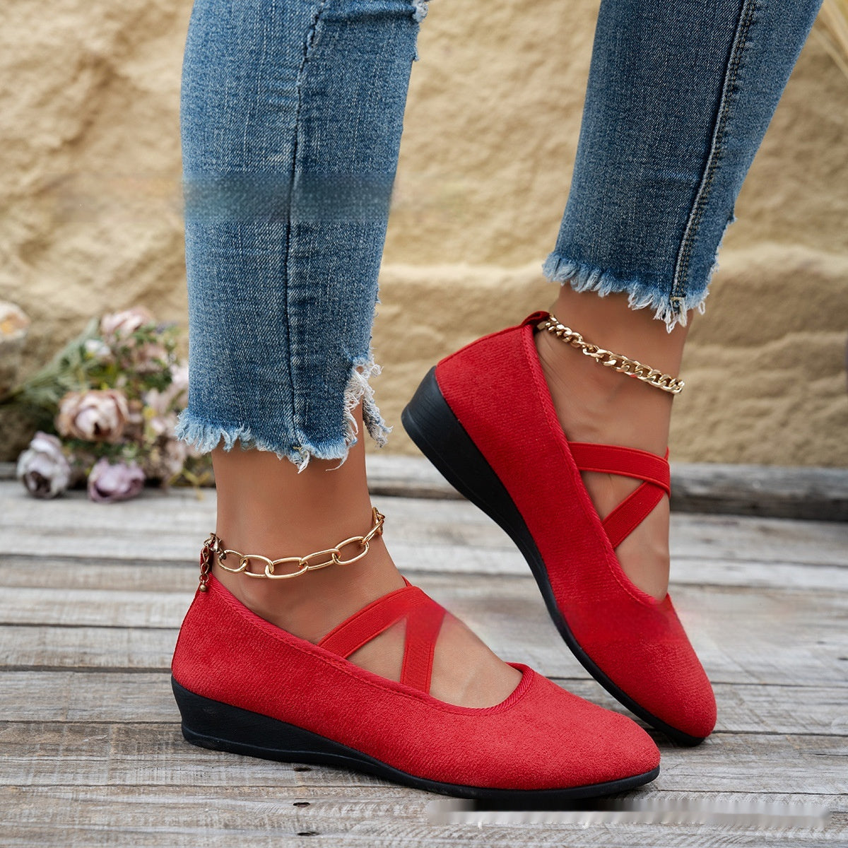 Elastic Band Platform Wedge Pumps – 6 Colors EU 35–43