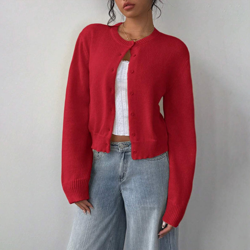 Light Ribbed Button-Up Cardigan