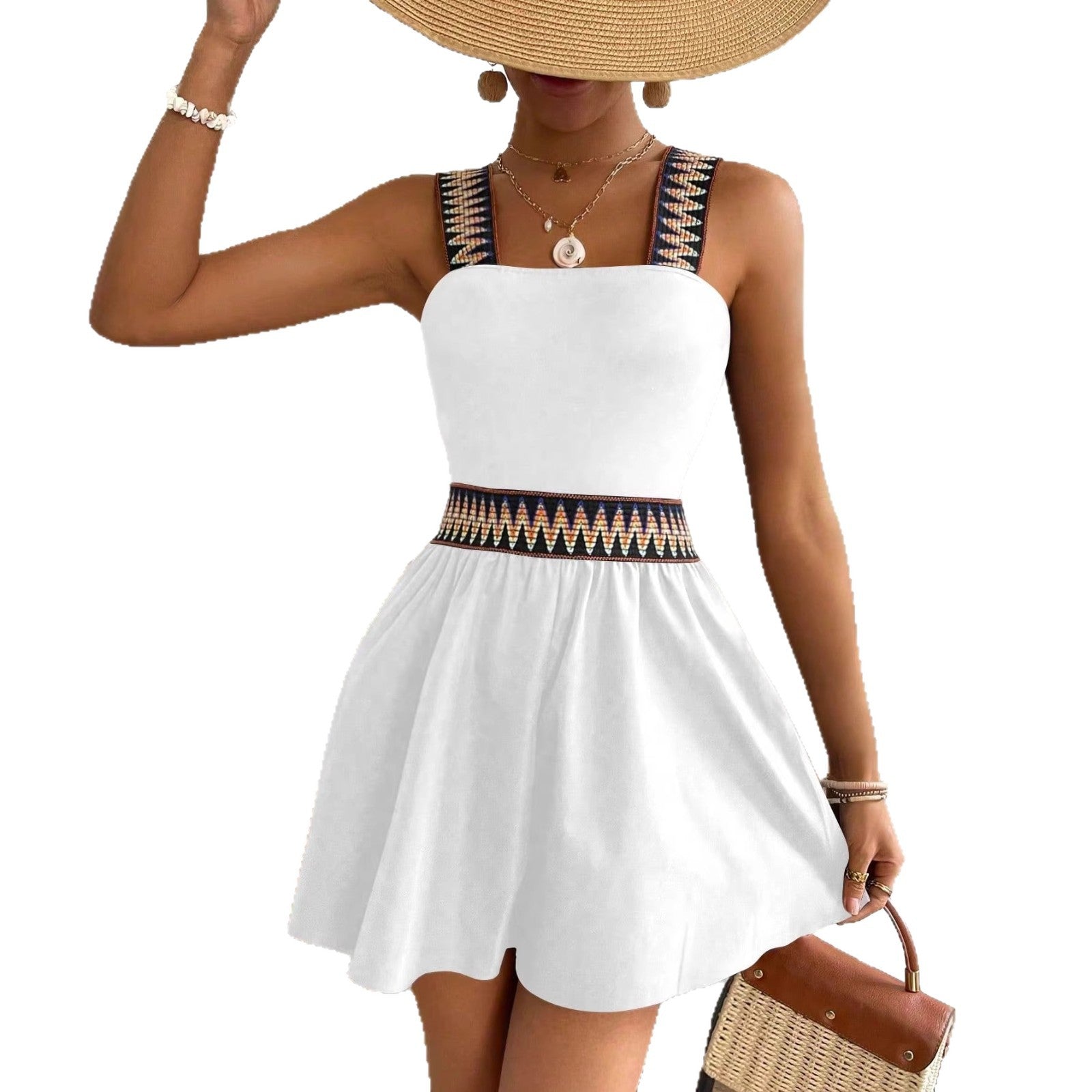 Women's Resort-Style Sleeveless Wide-Leg Jumpsuit with Cinched Waist