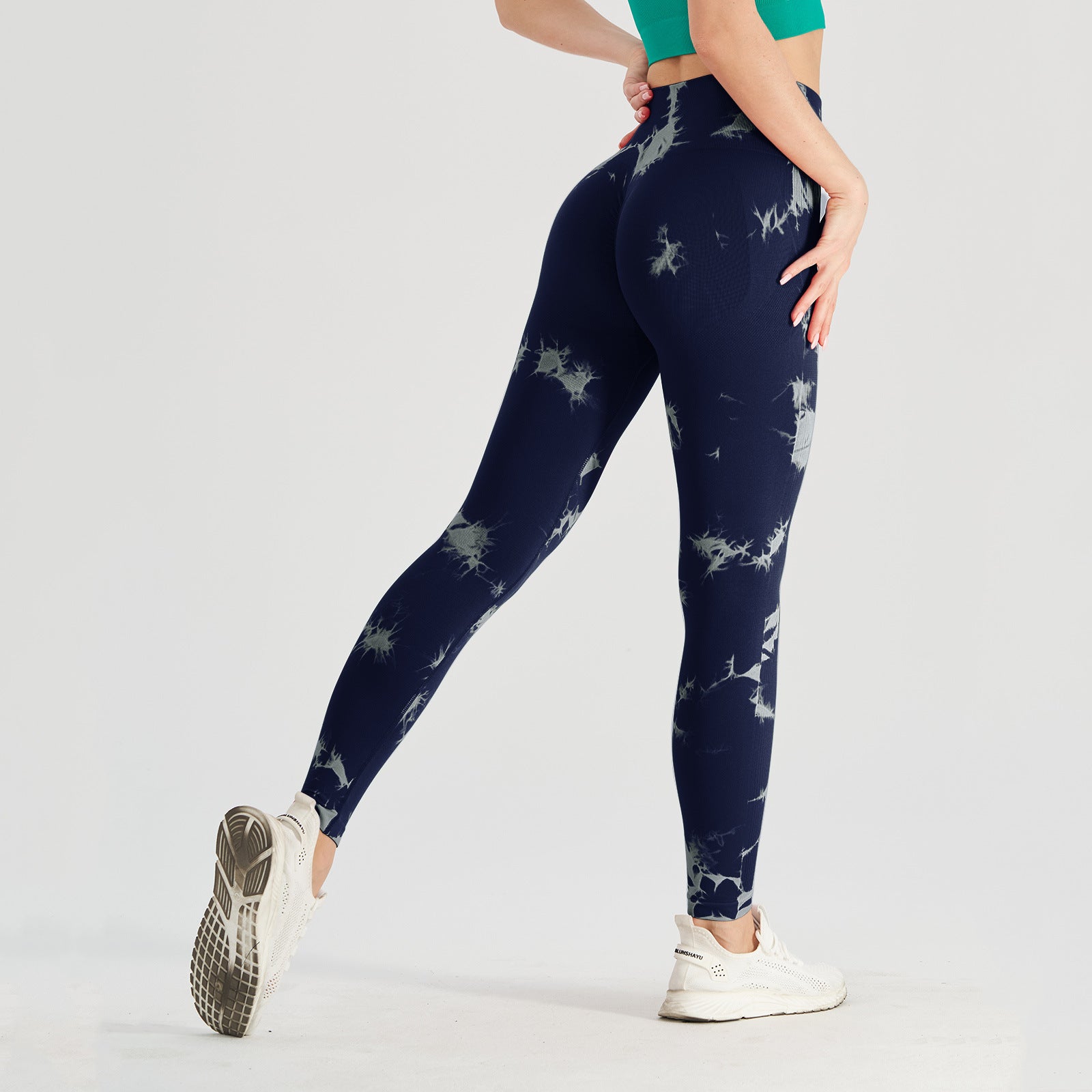 Women's Seamless Tie-Dye Yoga Pants – Knitted High-Waist Leggings