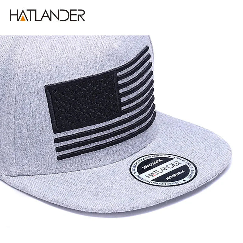 Raised Flag Embroidery Snapback Cap