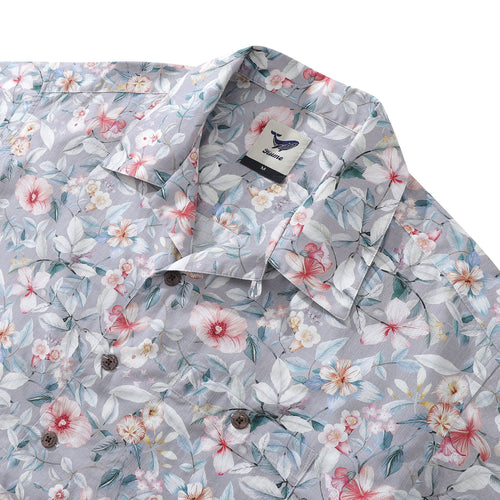 Hawaiian Shirt For Men Sea of Flowers Shirt Camp Collar 100% Cotton