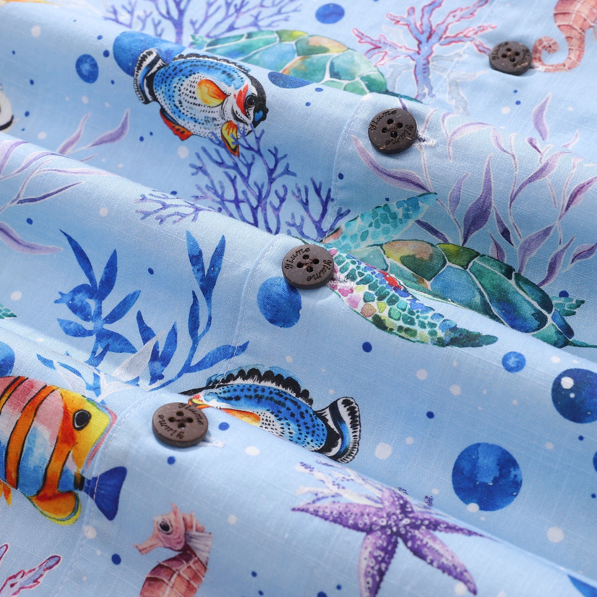 Hawaiian Shirts For Men Vintage Cotton Underwater World Short Sleeve Aloha Shirt
