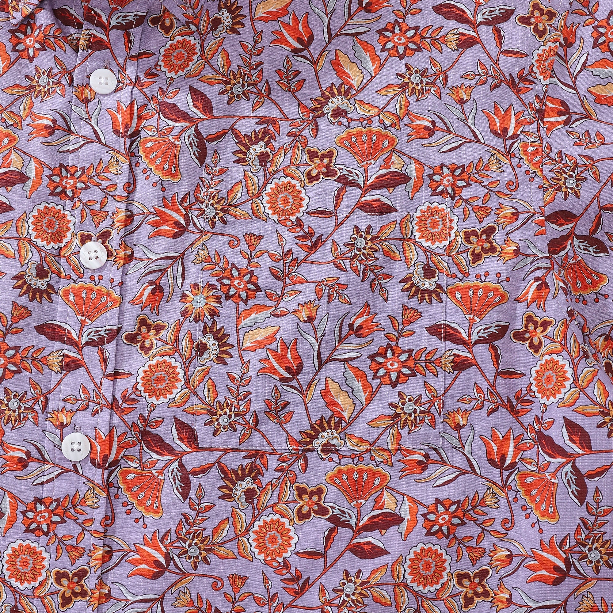Men's Hawaiian Shirt Purple Orange Multicolored Print Cotton Button-down Short Sleeve Aloha Shirt