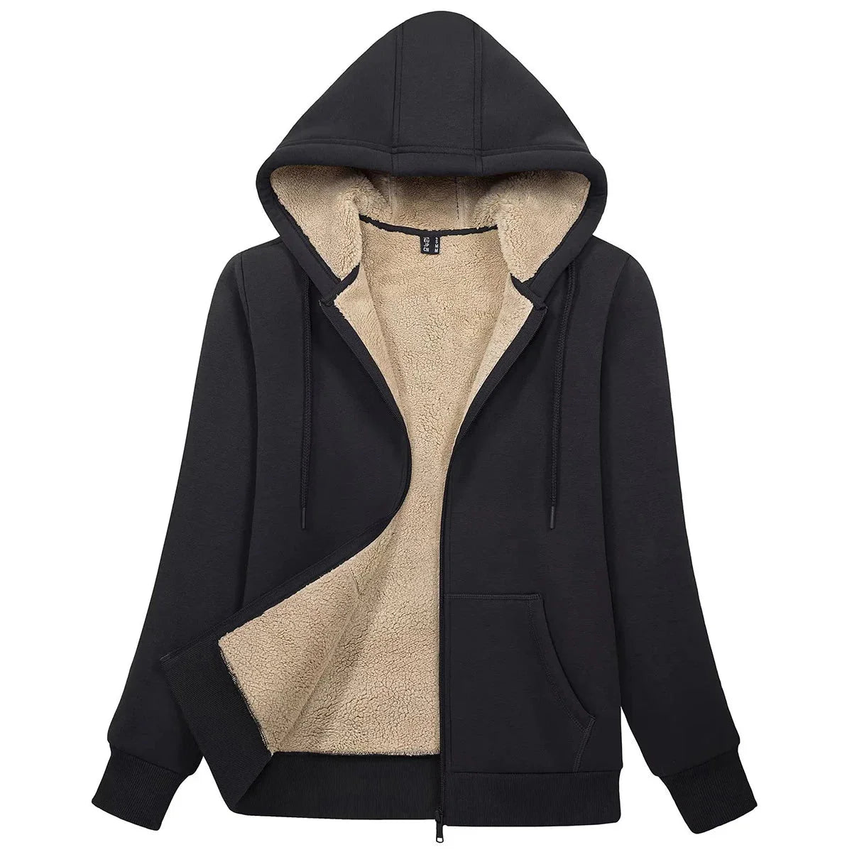 Sherpa-Lined Fleece Zip-Up Hoodie Jacket Women