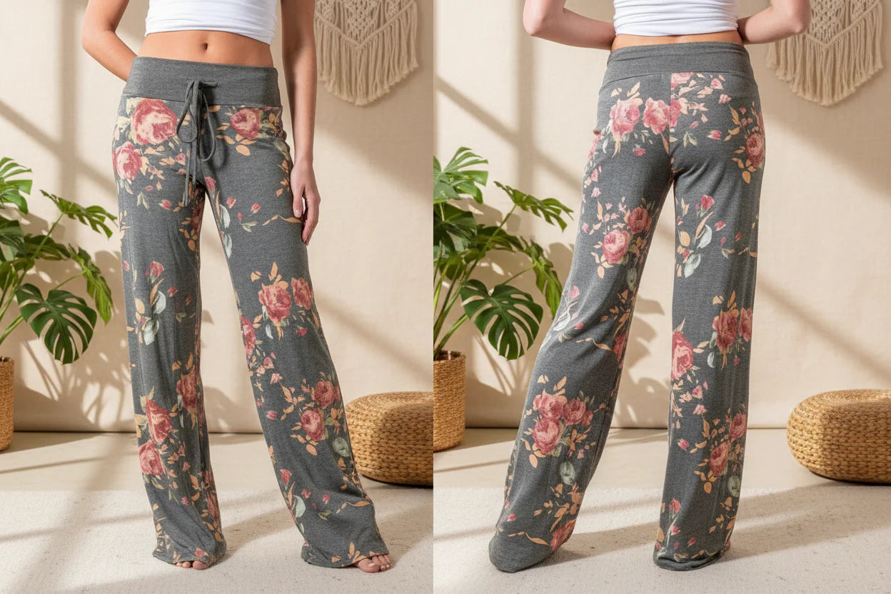 Women’s Wide Leg Yoga Pants – Casual Lounge Pajama Pants