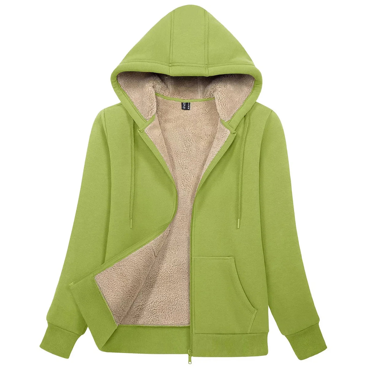 Sherpa-Lined Fleece Zip-Up Hoodie Jacket Women