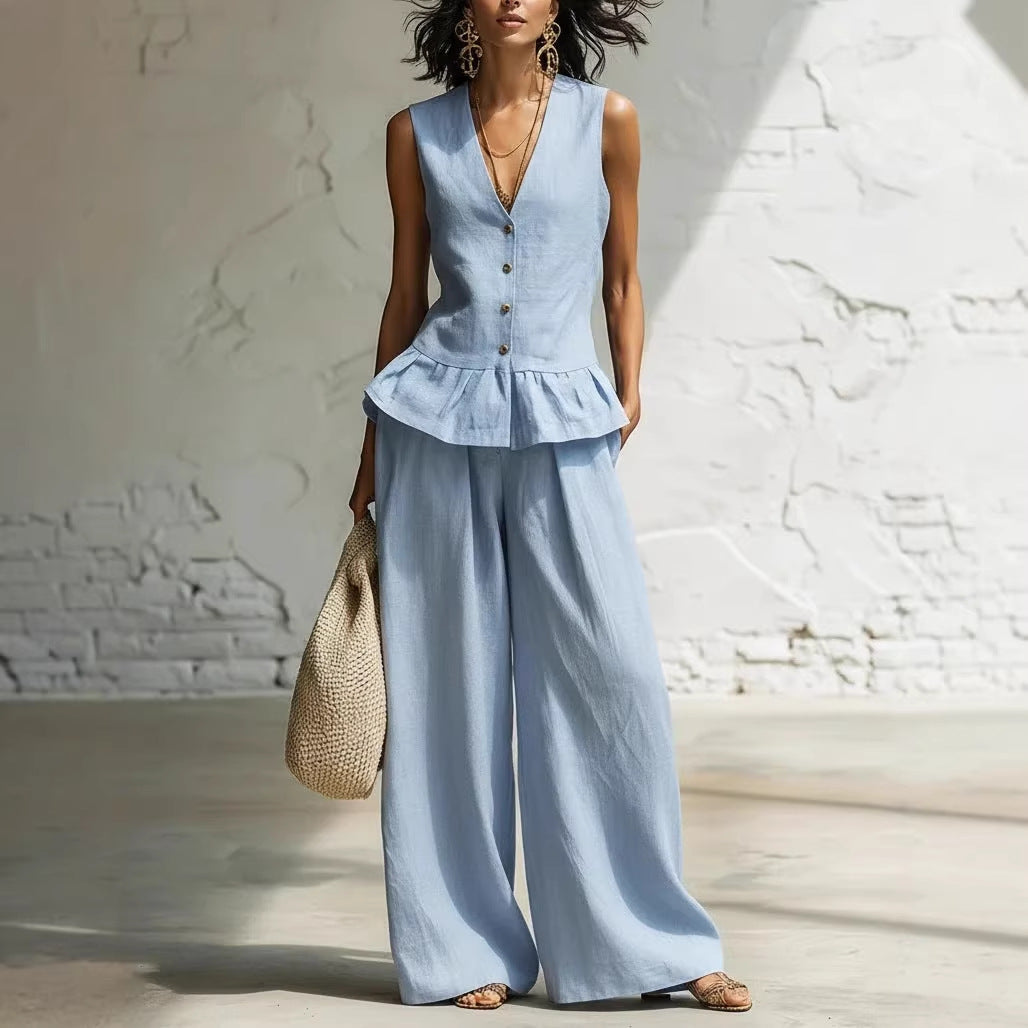 Women's Bohemian Ruffled Sleeveless Tank & Pants Set