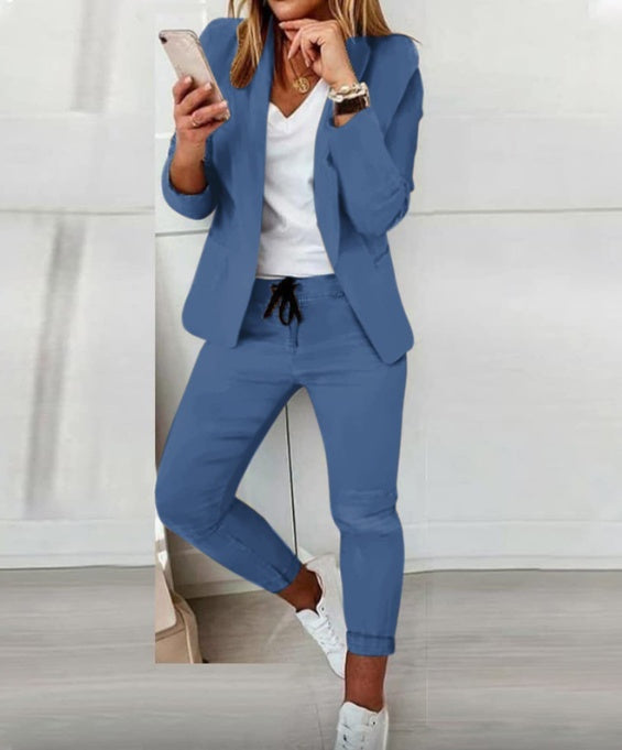 Lapel Blazer & Drawstring Trousers OL Suit – 12 Colors XS–3XL