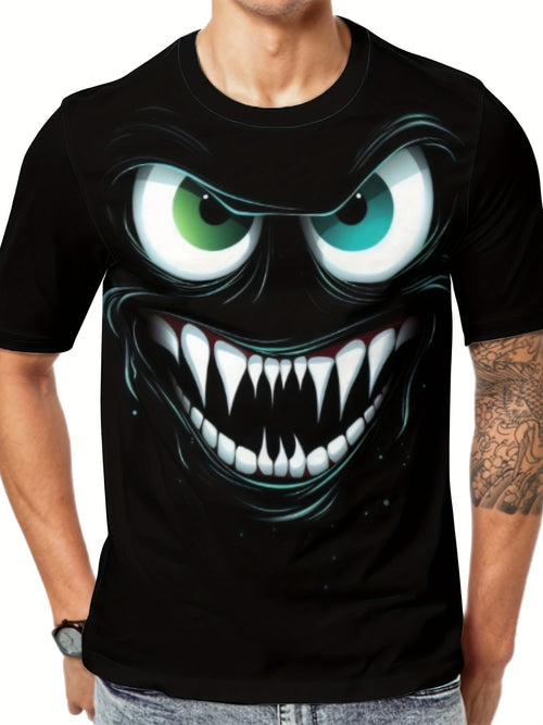 3D Evil Smile Shirt for Men – Streetwear Graphic Short Sleeve Tee