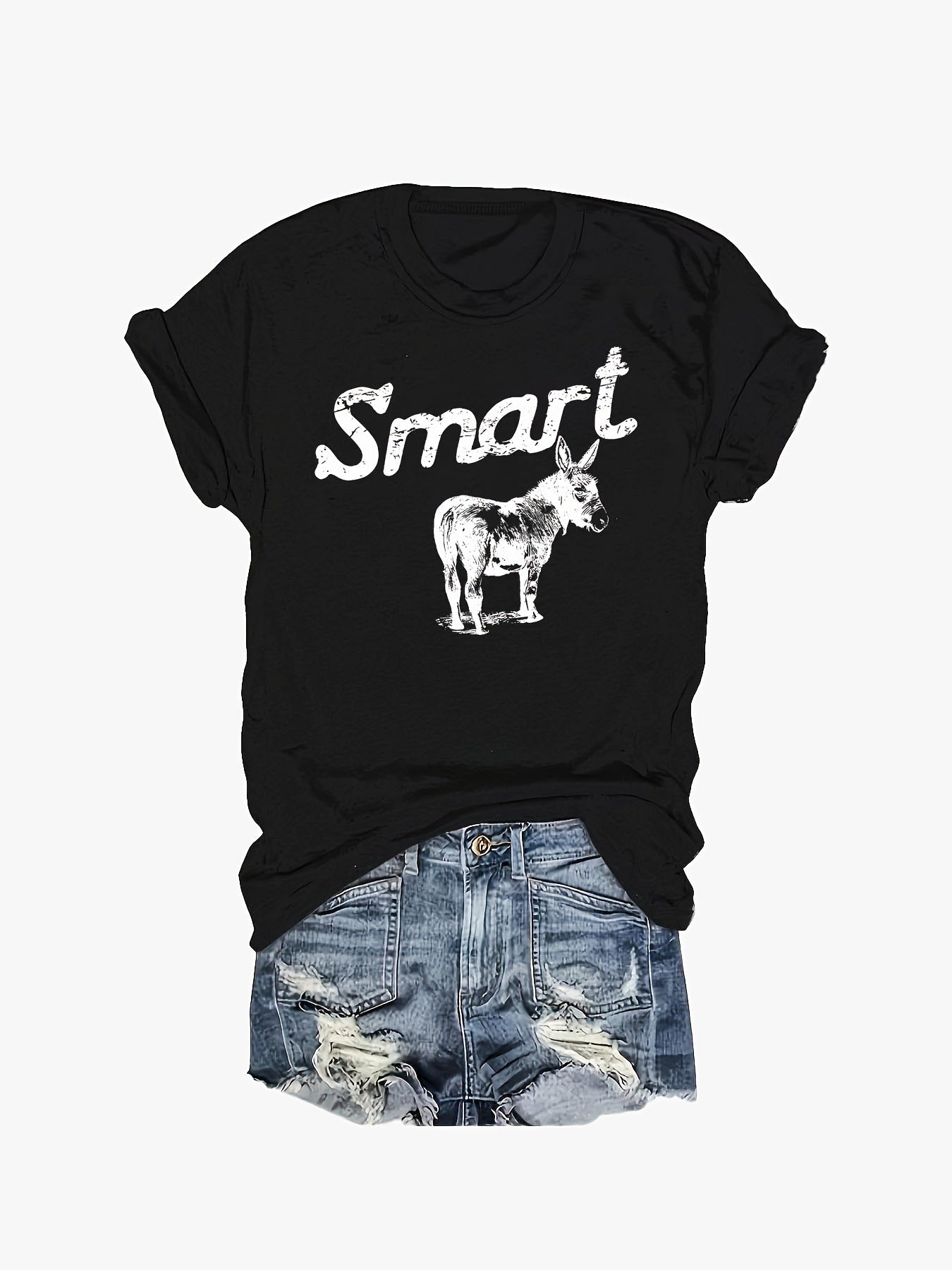 Women's Round Neck Short Sleeve T-Shirt - Casual Summer Top