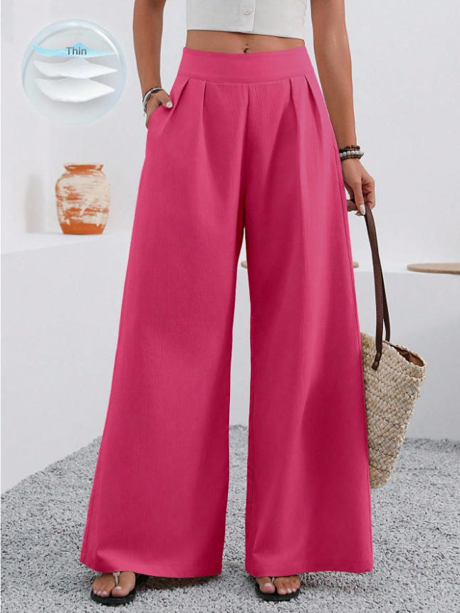 Women's High-Waist Wide-Leg Trousers with Pockets – Full Length