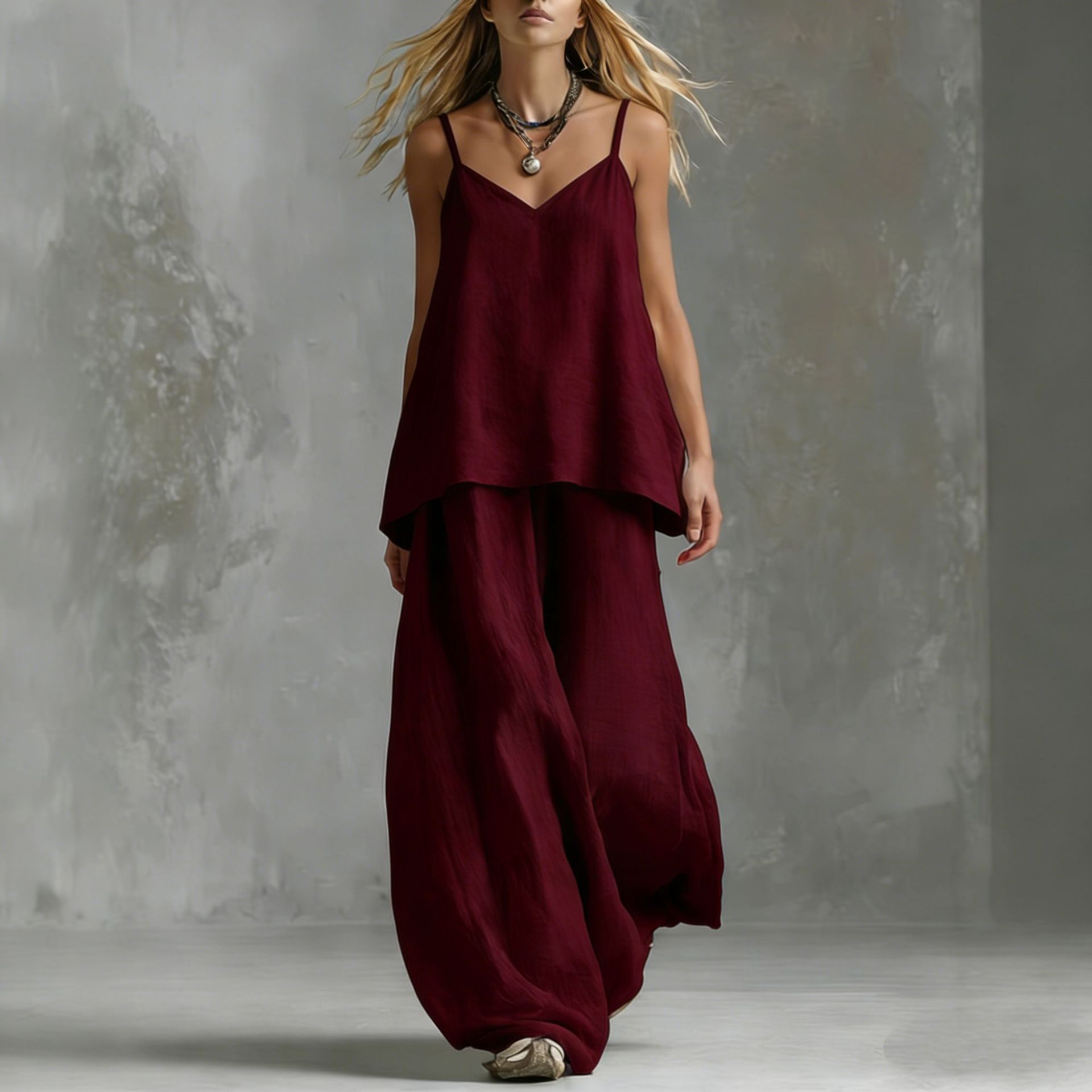 Women's Sleeveless Elegant Pantsuit – Off-Shoulder 2-Piece Suit Set