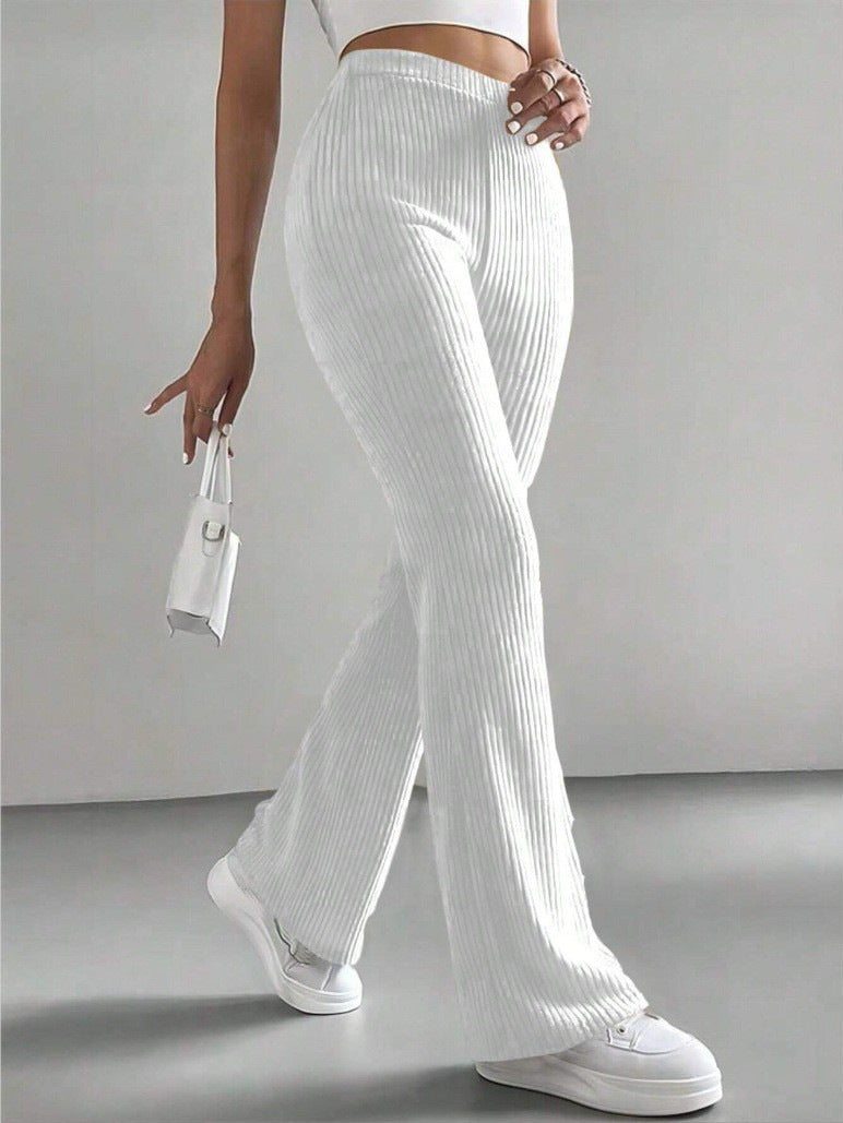 Solid Rib-Knit Pull-On Jogger Pants for Women