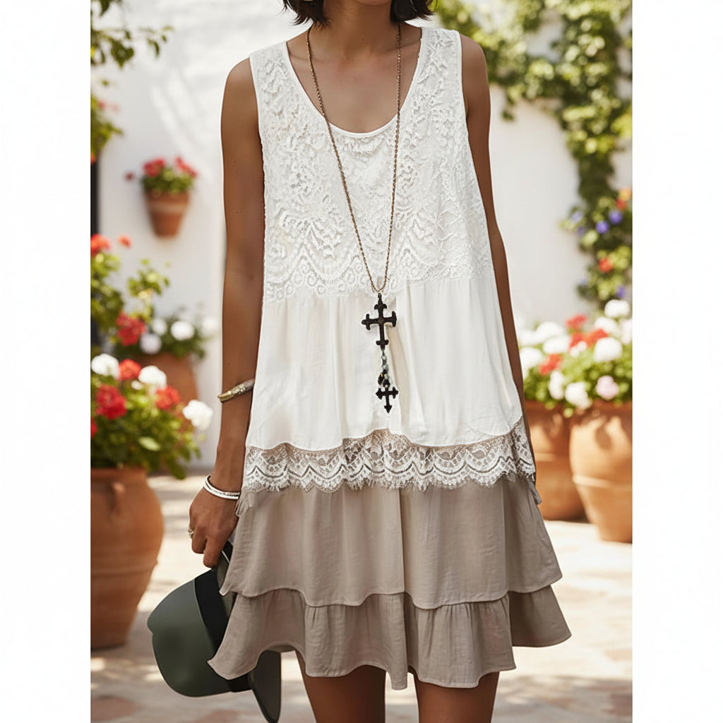 Sleeveless Lace Patchwork Sundress Clothes Casual Dresses